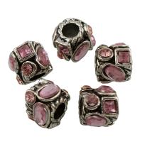 Zinc Alloy European Bead, Drum, antique silver color plated, without troll & with rhinestone, lead & cadmium free Approx 4mm 
