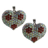 Zinc Alloy Heart Pendants, platinum color plated, with rhinestone, lead & cadmium free Approx 