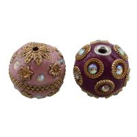 Indonesia Jewelry Beads, with Zinc Alloy, Round, plated & with rhinestone, lead & cadmium free Approx 1-3mm 