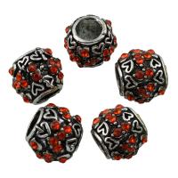 Rhinestone Zinc Alloy European Beads, Drum, antique silver color plated, without troll & with rhinestone, lead & cadmium free Approx 5mm 