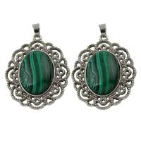 Turquoise Zinc Alloy Pendants, with Synthetic Turquoise, antique silver color plated, hollow, lead & cadmium free Approx 