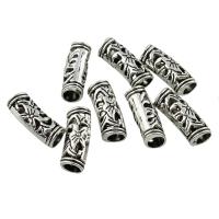 Abalorios de Aleación de Zinc Tubo, Tubo curvado, chapado en color de plata antigua, hueco, libre de plomo & cadmio, 19x8x6mm, agujero:aproximado 4mm, Vendido por UD