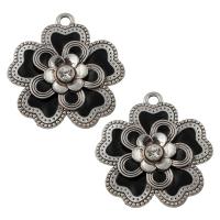 Zinc Alloy Flower Pendants, antique silver color plated, enamel & with rhinestone, lead & cadmium free Approx 5mm 
