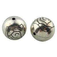 Plated CCB Plastic Beads, Copper Coated Plastic, Round, antique silver color plated, with flower pattern, 34mm Approx 2mm 