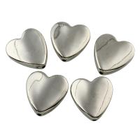 perles CCB plaquées en plastique, plastique revêtu de cuivre, coeur plat, Placage de couleur platine Environ 2mm Vendu par sac