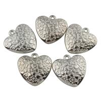 CCB Plastic Pendants, Copper Coated Plastic, Flat Heart, platinum color plated, with heart pattern Approx 2mm 