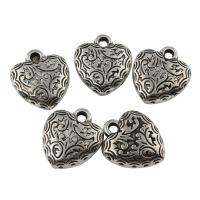 CCB Plastic Pendants, Copper Coated Plastic, Flat Heart, antique silver color plated Approx 2mm 