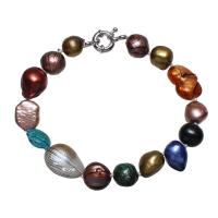 perle d'eau douce cultivée bracelet, avec laiton, avec 4.5cm chaînes de rallonge, Baroque, pour femme, multicolore Environ 7.5 pouce, Vendu par brin