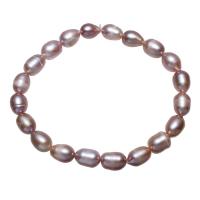 Cultured Freshwater Pearl Bracelets, Rice, natural, for woman, purple, 7-8mm Approx 7.5 Inch 