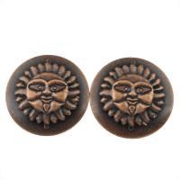 Zinc Alloy Jewelry Pendants, Flat Round, antique copper color plated, lead & cadmium free Approx 5mm 