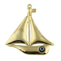 Zinc Alloy Evil Eye Pendant, with Resin, Ship, gold color plated, evil eye pattern, lead & cadmium free Approx 8mm 