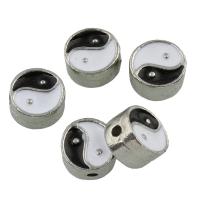 Zinc Alloy Flat Beads, Flat Round, platinum color plated, enamel, lead & cadmium free Approx 1mm 
