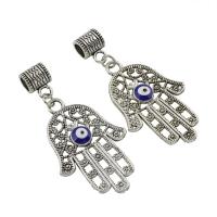 Zinc Alloy Hamsa Pendants, with Resin, Evil Eye Hamsa, antique silver color plated, evil eye pattern & without troll & enamel, lead & cadmium free Approx 5mm 