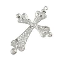 Zinc Alloy Cross Pendants, platinum color plated, with rhinestone, lead & cadmium free Approx 4mm 