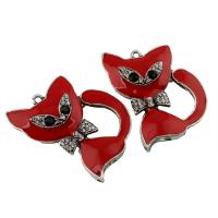 Zinc Alloy Animal Pendants, Fox, antique silver color plated, enamel & with rhinestone, lead & cadmium free Approx 2.5mm 