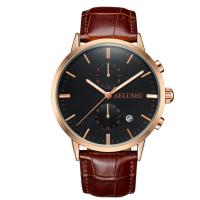 Men Wrist Watch, Leather, with zinc alloy dial & Glass, plated, for man & waterproof Approx 9.4 Inch 