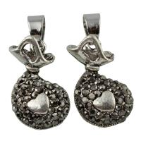 Zinc Alloy Rhinestone Pendants, Money Bag, antique silver color plated, with rhinestone, lead & cadmium free Approx 