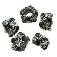Rhinestone Zinc Alloy European Beads, antique silver color plated, without troll & with rhinestone, lead & nickel free Approx 5mm 