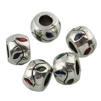 Enamel Zinc Alloy European Beads, Rondelle, antique silver color plated, without troll, lead & nickel free Approx 4.5mm 