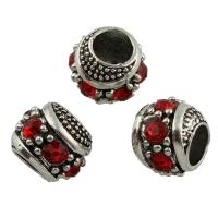 Rhinestone Zinc Alloy European Beads, antique silver color plated, without troll & with rhinestone, lead & nickel free Approx 6mm 