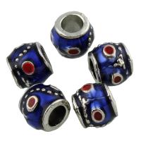 Enamel Zinc Alloy European Beads, Drum, antique silver color plated, without troll, lead & nickel free Approx 5mm 