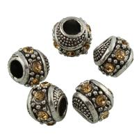 Rhinestone Zinc Alloy European Beads, Drum, antique silver color plated, without troll & with rhinestone, lead & nickel free Approx 5mm 