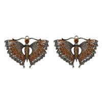 Zinc Alloy Animal Pendants, Butterfly, antique silver color plated, with rhinestone, lead & cadmium free Approx 4mm 