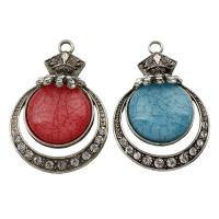 Resin Zinc Alloy Pendants, with Resin, antique silver color plated, with rhinestone lead & cadmium free Approx 5mm 