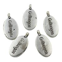Zinc Alloy Flat Round Pendants, antique silver color plated, with letter pattern, lead & cadmium free Approx 1mm 