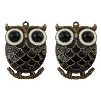Resin Zinc Alloy Pendants, with Resin, Owl, antique gold color plated, enamel, lead & cadmium free Approx 2mm 
