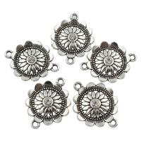 Flower Zinc Alloy Connector, antique silver color plated, with rhinestone & 1/1 loop, lead & cadmium free Approx 1mm 