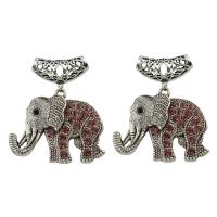 Zinc Alloy Scarf Pendants, Elephant, antique silver color plated, with rhinestone, lead & cadmium free Approx 