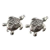Zinc Alloy Animal Pendants, Turtle, antique silver color plated, with rhinestone, lead & cadmium free Approx 3mm 