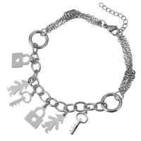 Stainless Steel Charm Bracelet, with 1Inch extender chain, oval chain & for woman, original color  Approx 7.5 Inch 