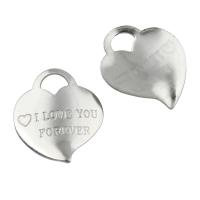 Stainless Steel Heart Pendants, with letter pattern, original color Approx 
