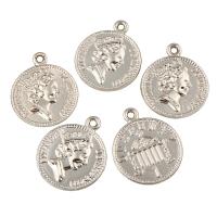 Zinc Alloy Jewelry Pendants, Flat Round, real gold plated, with letter pattern, lead & cadmium free Approx 1.5mm 