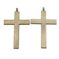 Zinklegierung Kreuz Anhänger, antike Bronzefarbe plattiert, frei von Blei & Kadmium, 34x55x3mm, Bohrung:ca. 1.5mm, verkauft von PC