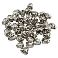 perles CCB plaquées en plastique, plastique revêtu de cuivre, coeur, Placage de couleur platine Environ 1mm Vendu par sac