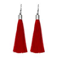 Zinc Alloy Tassel Earring, with Nylon Cord, iron earring hook, plated, for woman lead & cadmium free [