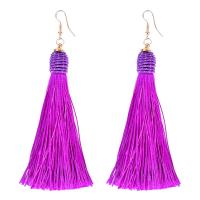 Zinc Alloy Tassel Earring, with Nylon Cord, iron earring hook, gold color plated, for woman lead & cadmium free 