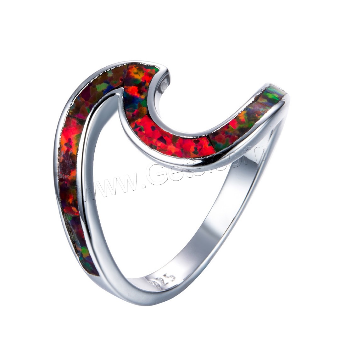 Messing Fingerring, mit Opal, silberfarben plattiert, verschiedene Größen vorhanden & für Frau, keine, verkauft von PC