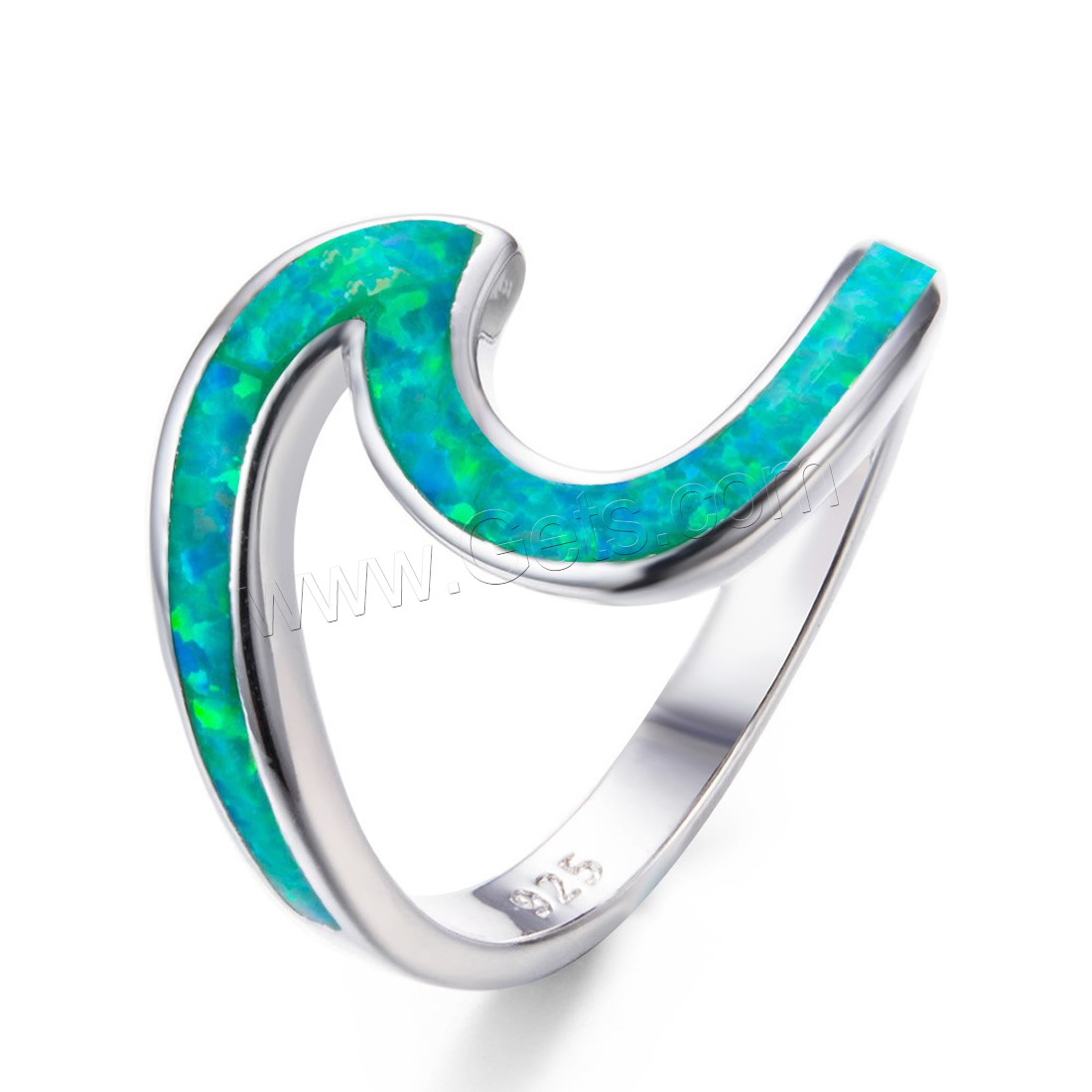 Brass Finger Ring, with Opal, silver color plated, different size for choice & for woman, more colors for choice, Sold By PC