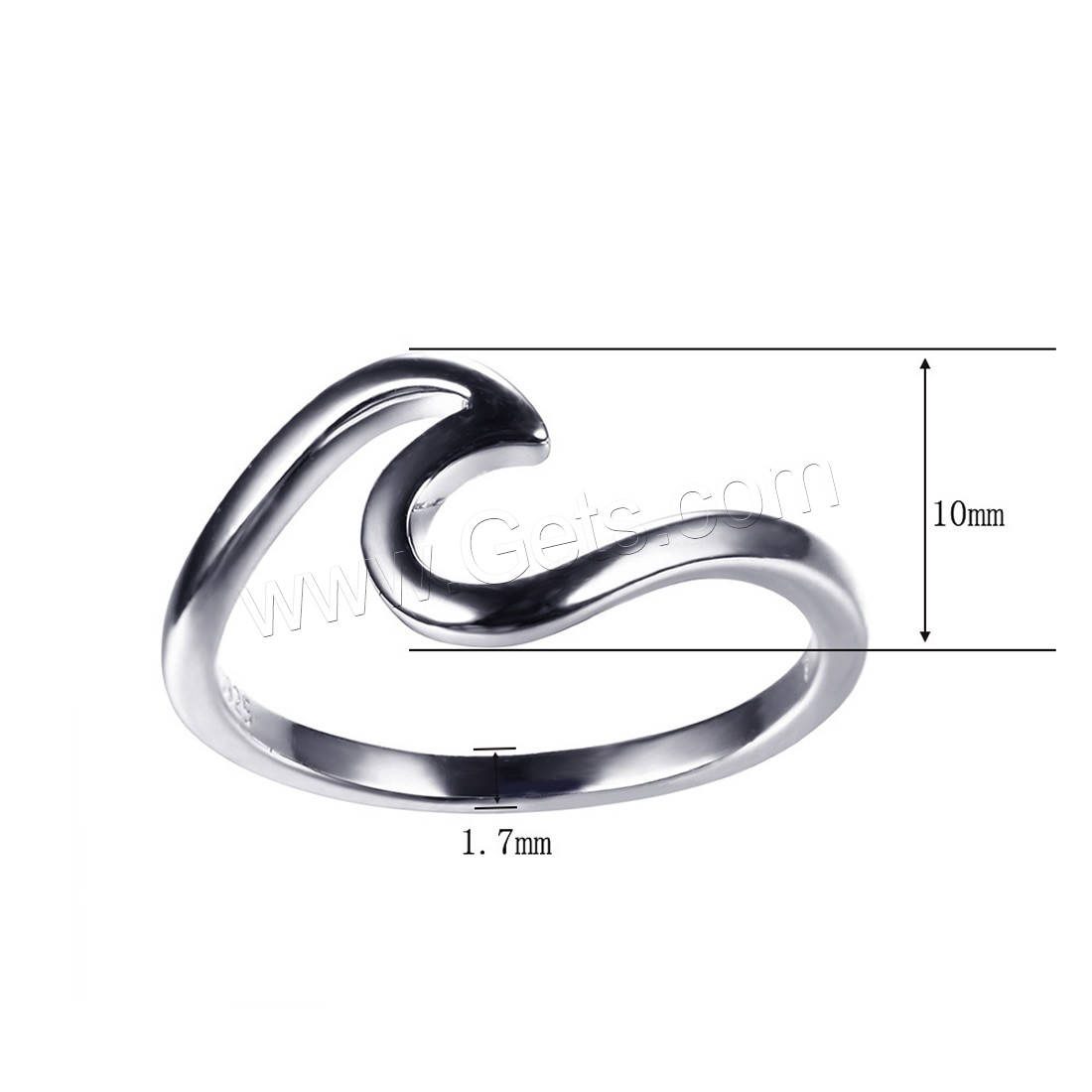 Sterling Silver Finger Ring, Zinc Alloy, different size for choice & for woman, 10mm,1.7mm, Sold By PC