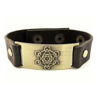 Leather Bracelet, with Zinc Alloy, antique gold color plated, Unisex Approx 6.5-7.5 Inch 