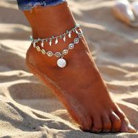 Brass Anklet, with Seedbead, with 2Inch extender chain, silver color plated, for woman &  Approx 8.7 Inch 