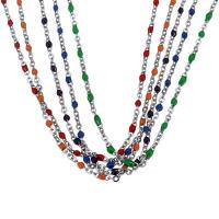 Мода нержавеющей стали ожерелье цепь, нержавеющая сталь, с канифоль, Овальный цепь & Женский, Много цветов для выбора, 1.5mm, длина:Приблизительно 17 дюймовый, продается Strand