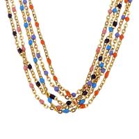 Мода нержавеющей стали ожерелье цепь, нержавеющая сталь, с канифоль, плакирован золотом, Овальный цепь & Женский, Много цветов для выбора, 1.5mm, длина:Приблизительно 17 дюймовый, продается Strand