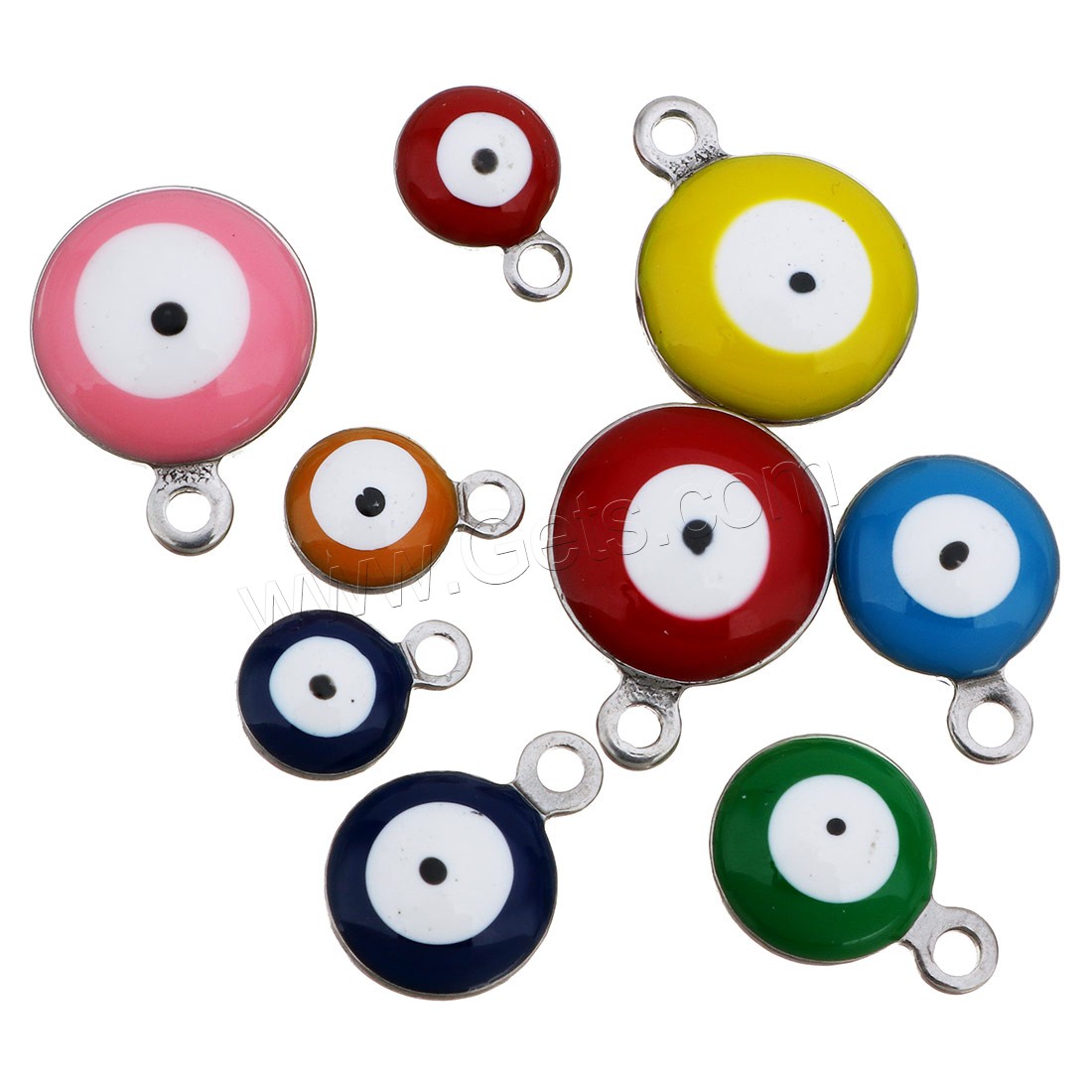 Enamel Stainless Steel Pendant, Flat Round, evil eye pattern & different size for choice, more colors for choice, Hole:Approx 1.5mm, Sold By PC