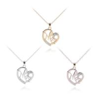 Rhinestone Zinc Alloy Necklace, Heart, plated, oval chain & for woman & with rhinestone Approx 20 Inch 