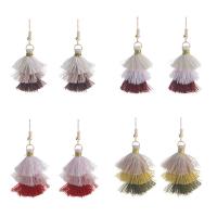 Zinc Alloy Tassel Earring, with Rayon, gold color plated, for woman 